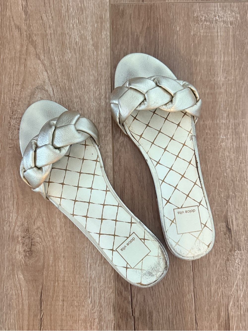 Dolce Vita Braided Slide Mules in Metallic Gold sz 9.5